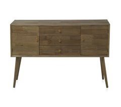 Console de Madeira natural 3 gavetas e 2 portas