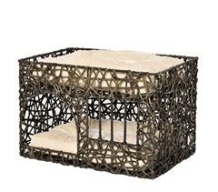 Cesta de Vime para Gatos Metal, Vime PE e Algodão PP PawHut