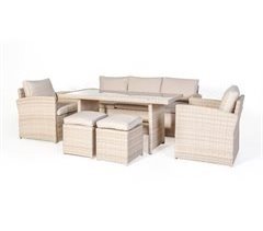 Set AREZZO sofá 3 lugares, 2 cadeirões, 2 bancos e mesa bege