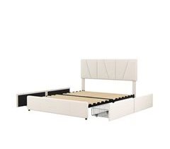 Cama De Casal De Veludo Cama Acolchoada Com Gavetas 149x210