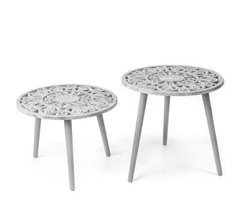 Conjunto de 2 mesas de centro cinzentas 35,5xø48/45,5xø48cm