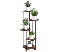 Flower StandSuporte para Plantas Aço e Madeira de Abeto Outsunny