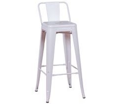 Banqueta industrial de metal com encosto baixo  - Bistro