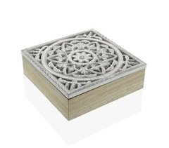 Guarda-jóias MANDALA quadrada 22cm em mdf 