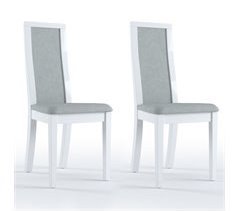 Cadeira de jantar estofada GOYA pack 2 unidades branco e cinza