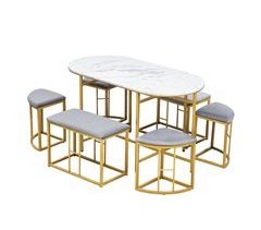 Conjunto de mesas e cadeiras de jantar 140x70