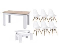 Pack Poupança: Mesa de Jantar + 6 Cadeiras + Mesa de Centro 138x80