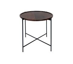 Mini mesa metal e madeira BERNET 48x42cm