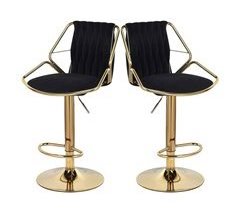 Conjunto de 2 bancos de bar de veludo, Cadeiras de bar