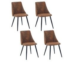 MEUBLES COSY Conjunto de 4 cadeiras de jantar estofada em camurça