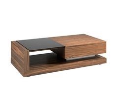 Mesa de centro retangular Mesa de centro retangular Vidro preto e nogueira