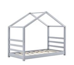  Cama de criança Vardø com estrado de ripas - Forma de casa - pinho 78x146