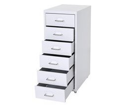Bloco de gavetas para escritório com rodízios 69x28x41cm 6 gavetas em aço branco 04_0004357