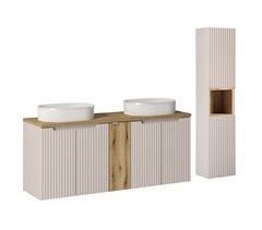 Conjunto de móvel de lavatório duplo de com 5 portas e móvel alto Riva