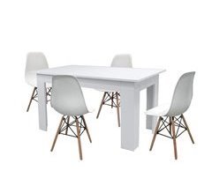 Pacote de mesa de jantar ou cozinha + 4 cadeiras estilo nórdico 138x80