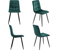 Conjunto de 4 Cadeiras de Veludo Ergonômicas com Pés de Metal