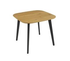 Mesa de jantar quadrada efeito madeira com pés de metal 90x90