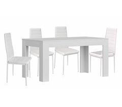 Mesa extensível de jantar ou cozinha + 4 cadeiras em couro sintético