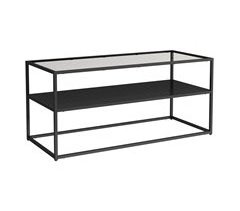 Mesa de centro Solund com 1 prateleira em aço/vidro [en.casa] 43x102