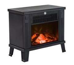 Lareira Eléctrica Metal, ABS e Vidro Temperado HOMCOM