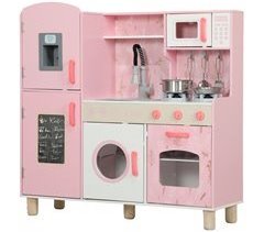 Cozinha de Madeira para Crianças MDF, Aço Inoxidável e Plástico