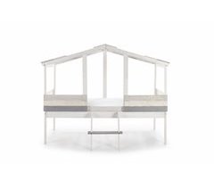 Cama tipo cabana CHAMUEL branco rústico e cinzas