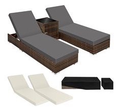 Conjunto de 2 espreguiçadeiras de rattan