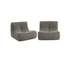 Conjunto de 2 cadeirões contemporâneos de 1 lugar em bouclette