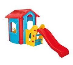 Casa de jogos de plástico com slide HAPPY HOUSE WITH SLIDE