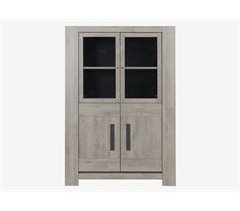 Vitrine de 4 portas BOSTON carvalho e cinza