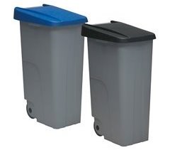 WELL HOME Conjunto de 2 Recipientes Fechados de 110L Azul+Preto Alt.88cm