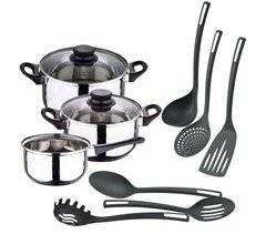 Conjunto de panelas Well Home 5 peças + 6 utensílios de cozinha