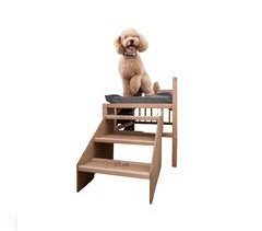 Cama elevada Faunatic Pet com escada e colchão Ortoflex