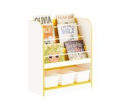 Estante para livros infantis e brinquedos 3 compartimentos KMB108-G SoBuy PT