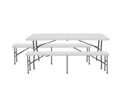 Conjunto de Mesa Dobrável com 2 Bancos