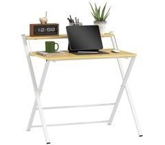 Secretária Dobrável Melamina de Madeira e Aço HOMCOM