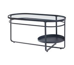 Mesa de centro Kumla oval de metal e vidro [en.casa]