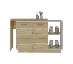 Ilha de cozinha Sicilia em melamina com 2 portas e 3 prateleiras