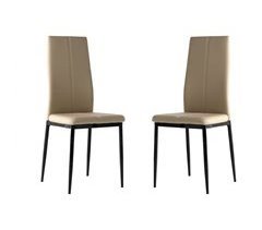 Pacote com 2 cadeiras modernas de couro sintético para sala de jantar