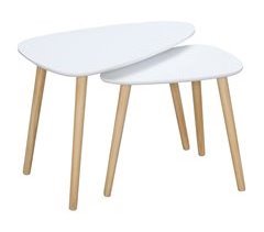 Conjunto de Mesas Auxiliares MDF e Madeira de Pinho HOMCOM 59x39
