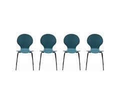 Conjunto de 4 cadeiras empilháveis retro, madeira de hevea