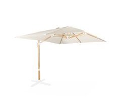 Parasol retangular deslocado com poste efeito madeira 259x380