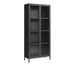 Vitrina Säkylä com 2 portas e 4 prateleiras, vidro canelado e aço