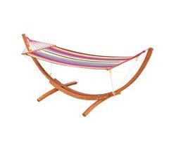Cama Rede com Suporte Madeira de Lariço e Algodão Outsunny