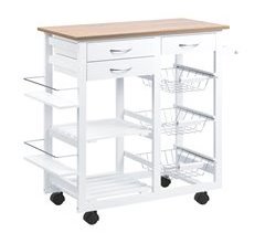 Carrinho de cozinha Madeira de pinho, Painel E1 MDF HOMCOM