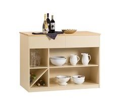 Ilha de cozinha com 2 gavetas e compartimentos KNL04-MI SoBuy