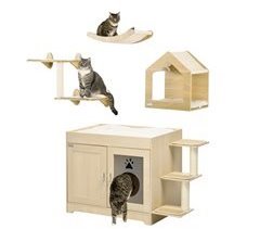 Conjunto para Animais de Estimação Melamina de Madera, Poliéster