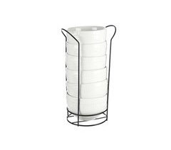 Conjunto de 6 taças em porcelana 800ml + suporte coleção VESSIA