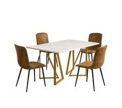 Conjunto mesa extensível efeito mármore com 4 cadeiras vintage