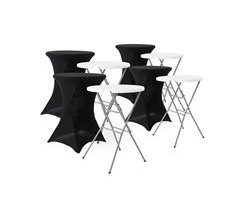 Conjunto de 4 mesas de recepção dobráveis de aço com capa de 81x81